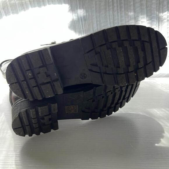 Black Knee High Combat Boots Lace Up Goth Punk  Riding Boots Side Zip Size 36 - Picture 8 of 9